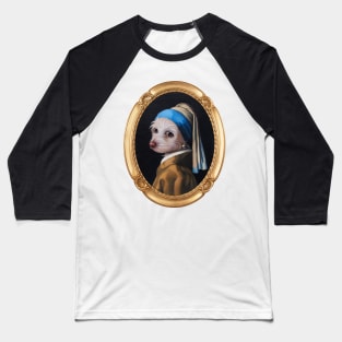 The Dog With the Pearl Earring (Gold Frame) Baseball T-Shirt